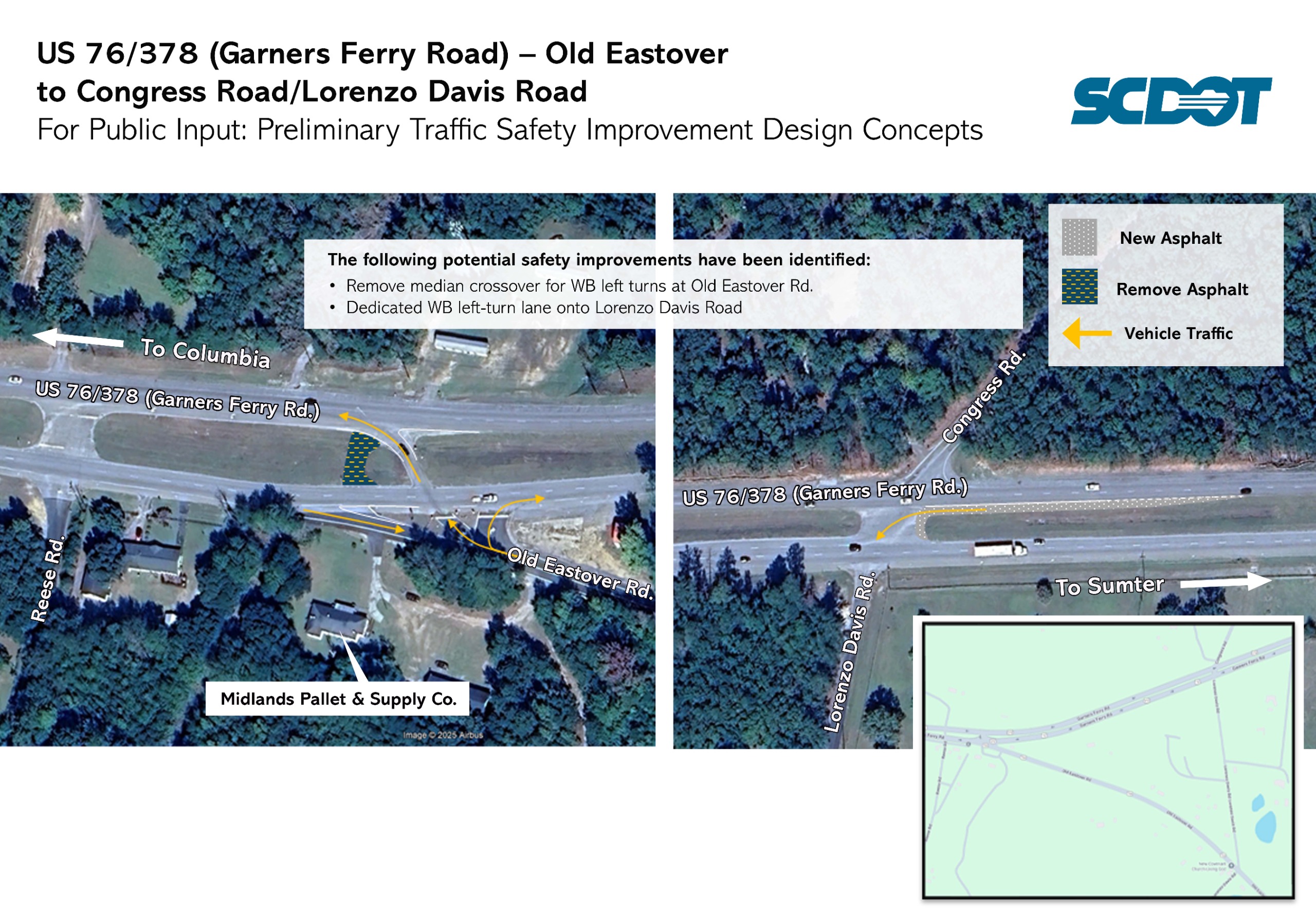 Improvements shown on a map